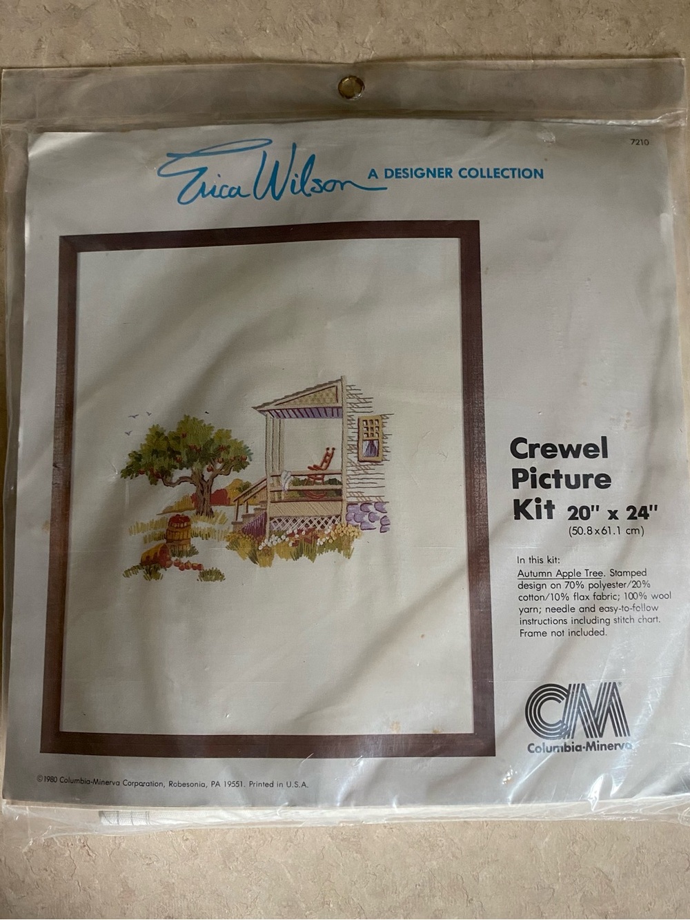 VTG Erica Wilson Autumn Apple Tree Country Crewel Embroidery Kit Needlepoint